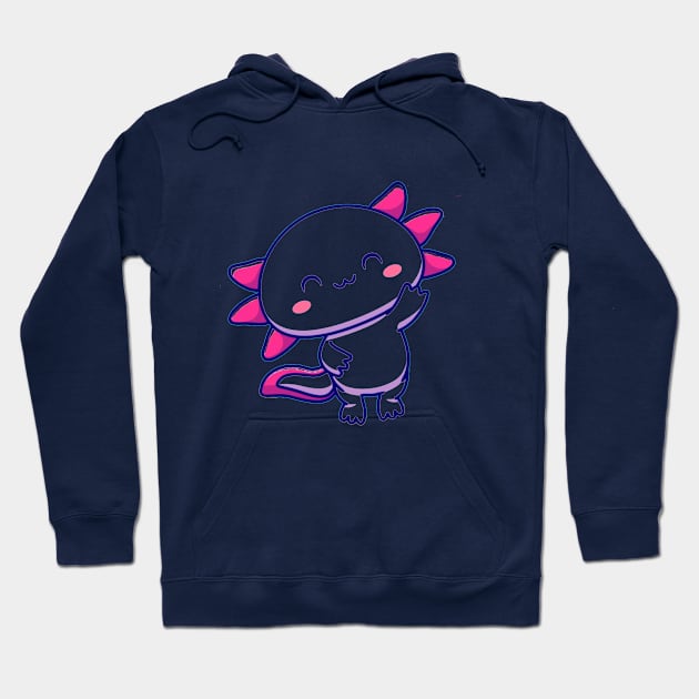 Smiling Axolotl Design T-shirt Hoodies Hoodie by MinimalSpace